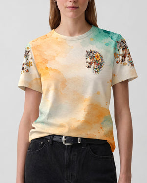 This Girl Runs On Jesus And Horses Women's All Over Print Shirt - Tlno0308264