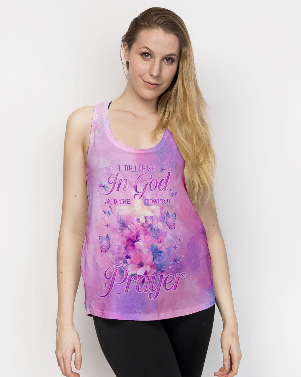 I Believe In God Flower Cross Women's All Over Print Shirt - Tlno0312243
