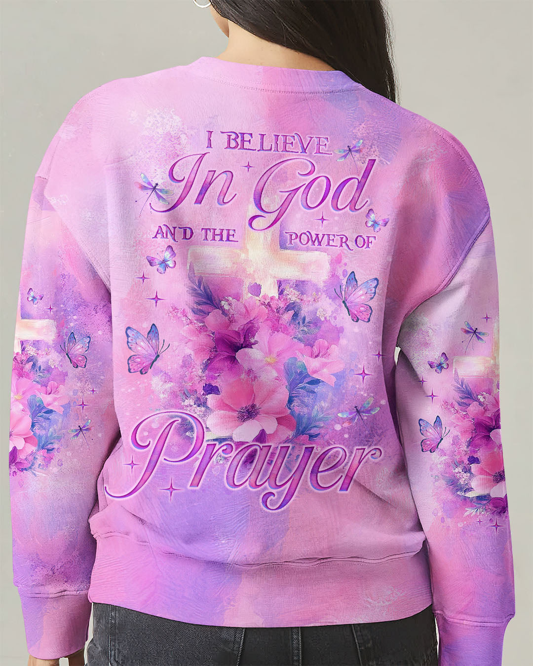 I Believe In God Flower Cross Women's All Over Print Shirt - Tlno0312243