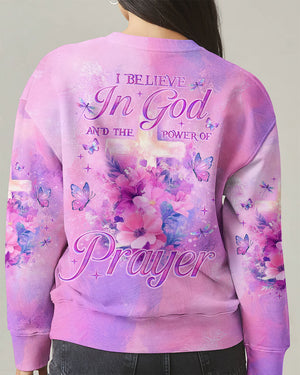 I Believe In God Flower Cross Women's All Over Print Shirt - Tlno0312243