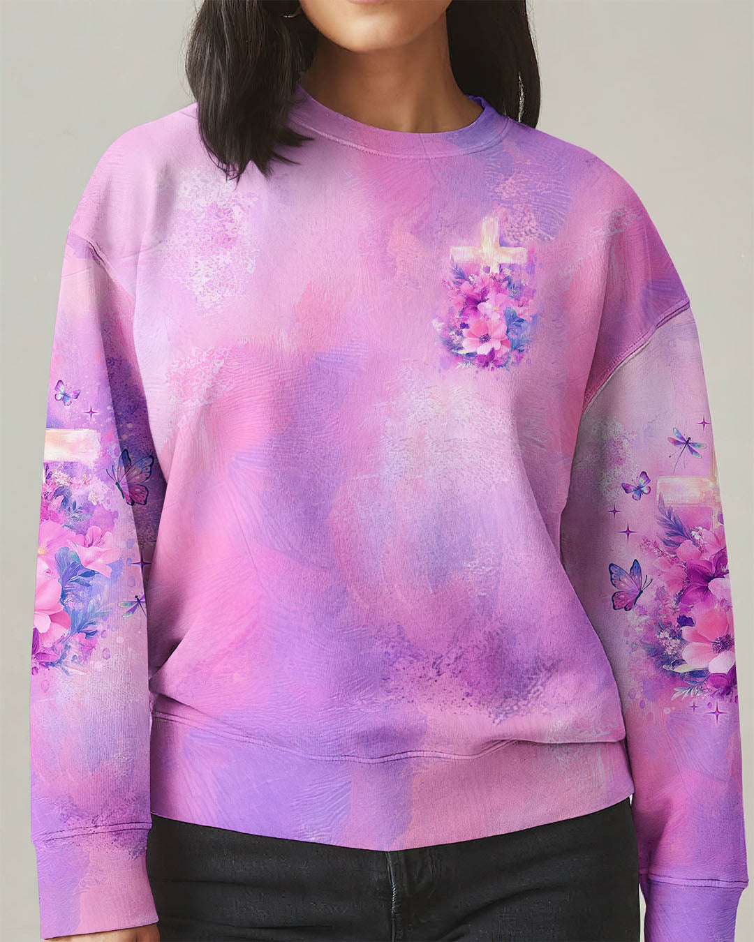I Believe In God Flower Cross Women's All Over Print Shirt - Tlno0312243