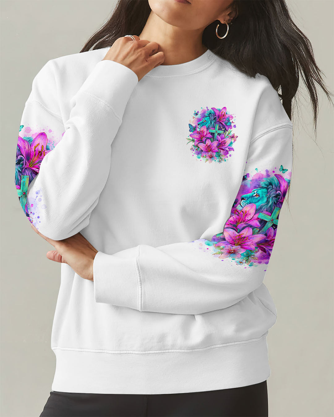 Blessed By God Loved By Jesus Lion Lilies Women's All Over Print Shirt - Tlno0410251