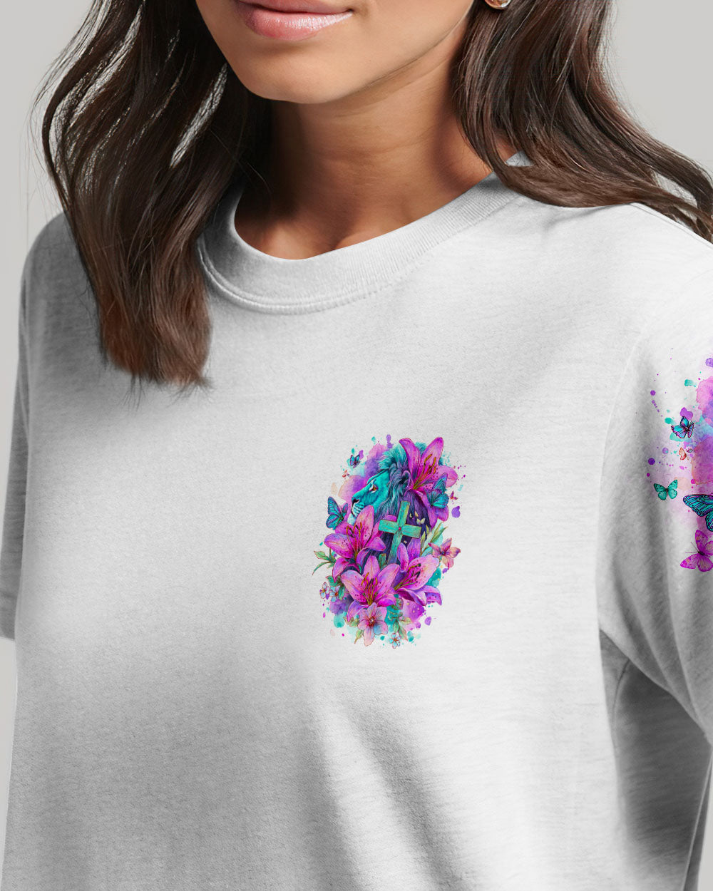 Blessed By God Loved By Jesus Lion Lilies Women's All Over Print Shirt - Tlno0410251
