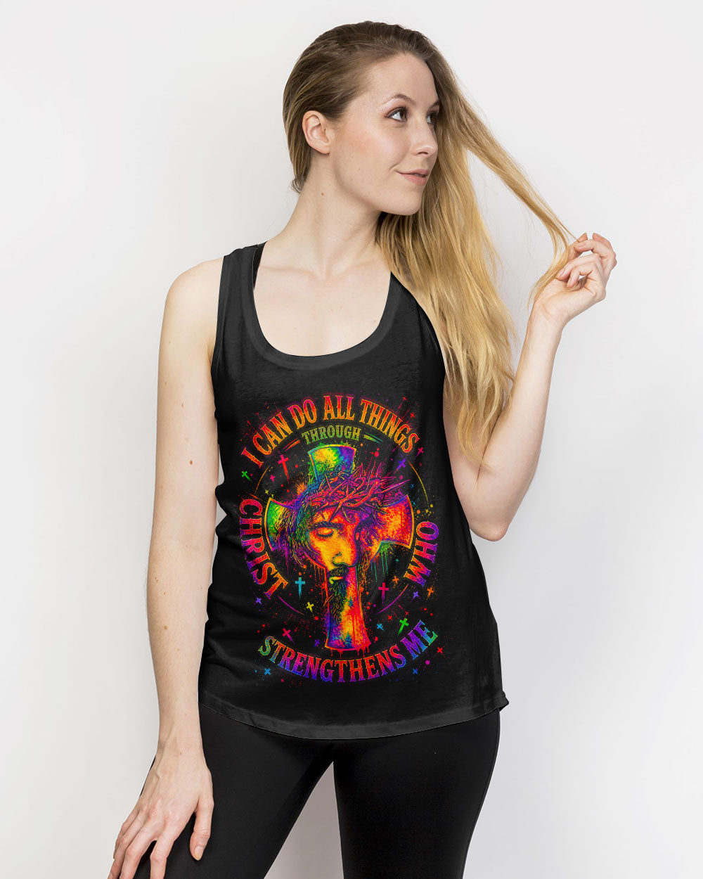 I Can Do All Things Through Christ Neon Jesus Cross Women's All Over Print  - Tlno0605262