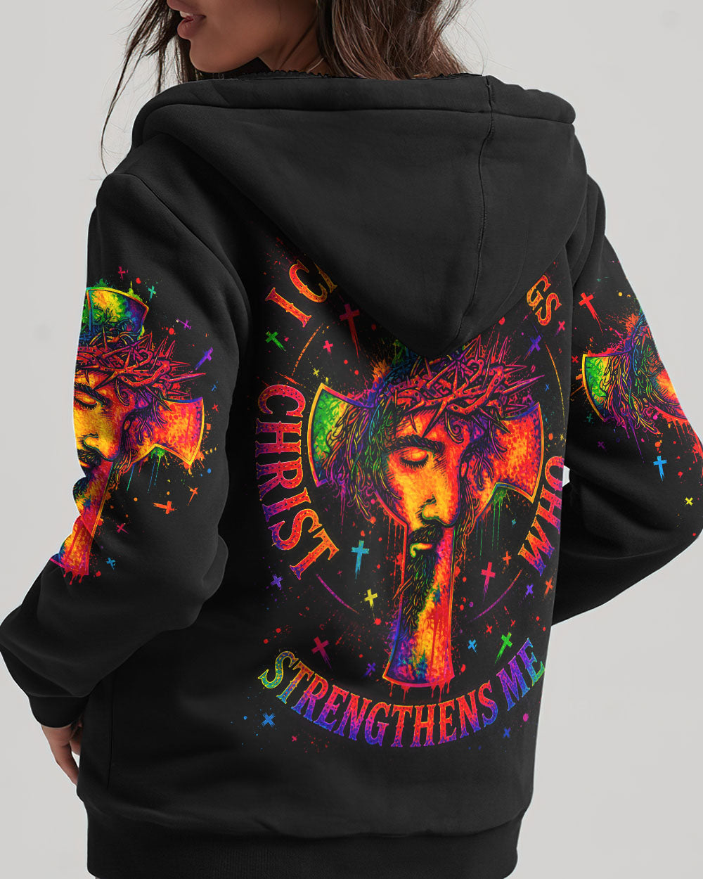 I Can Do All Things Through Christ Neon Jesus Cross Women's All Over Print  - Tlno0605262