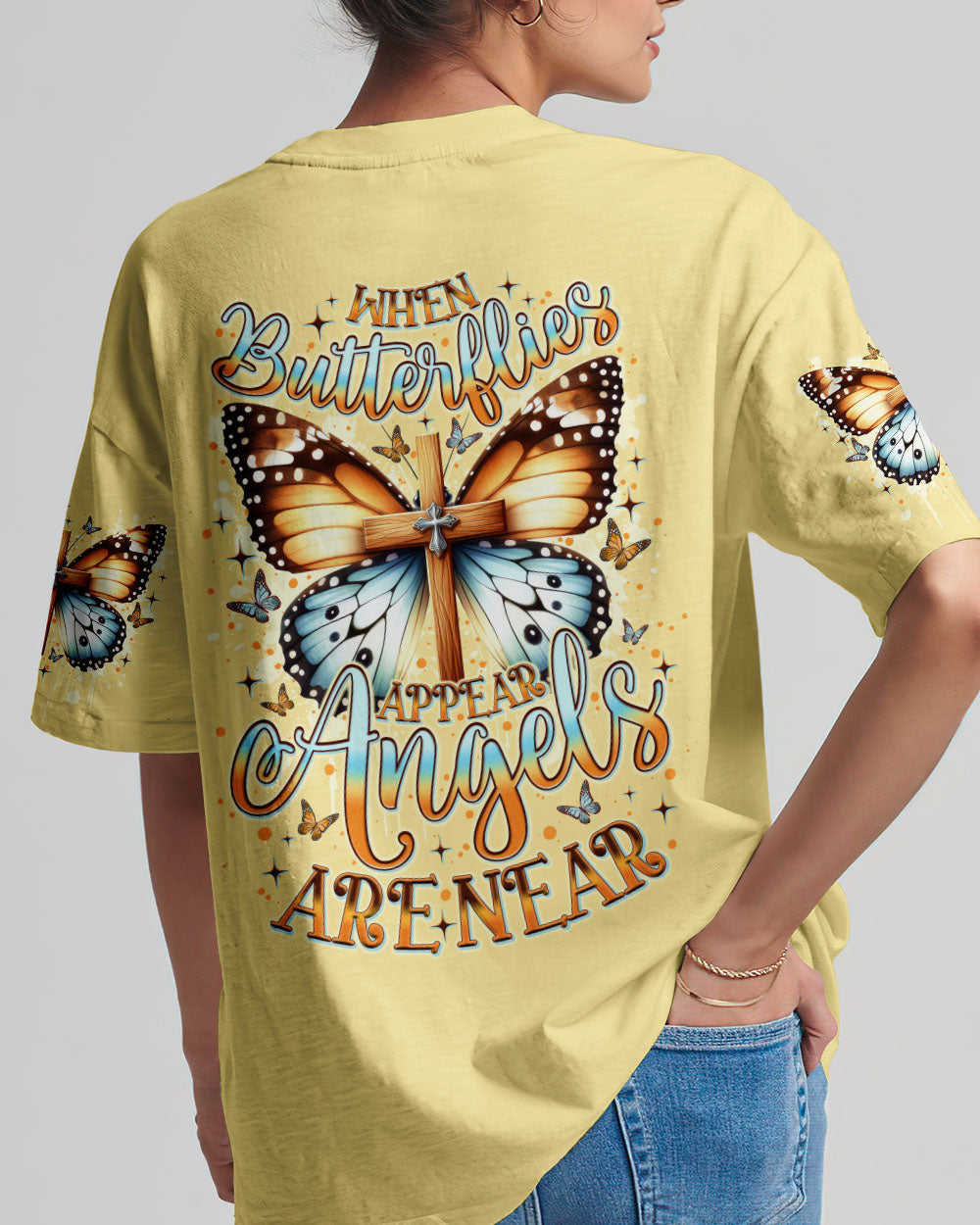 When Butterflies Appear Angels Are Near Women's All Over Print Shirt - Tlno0805251