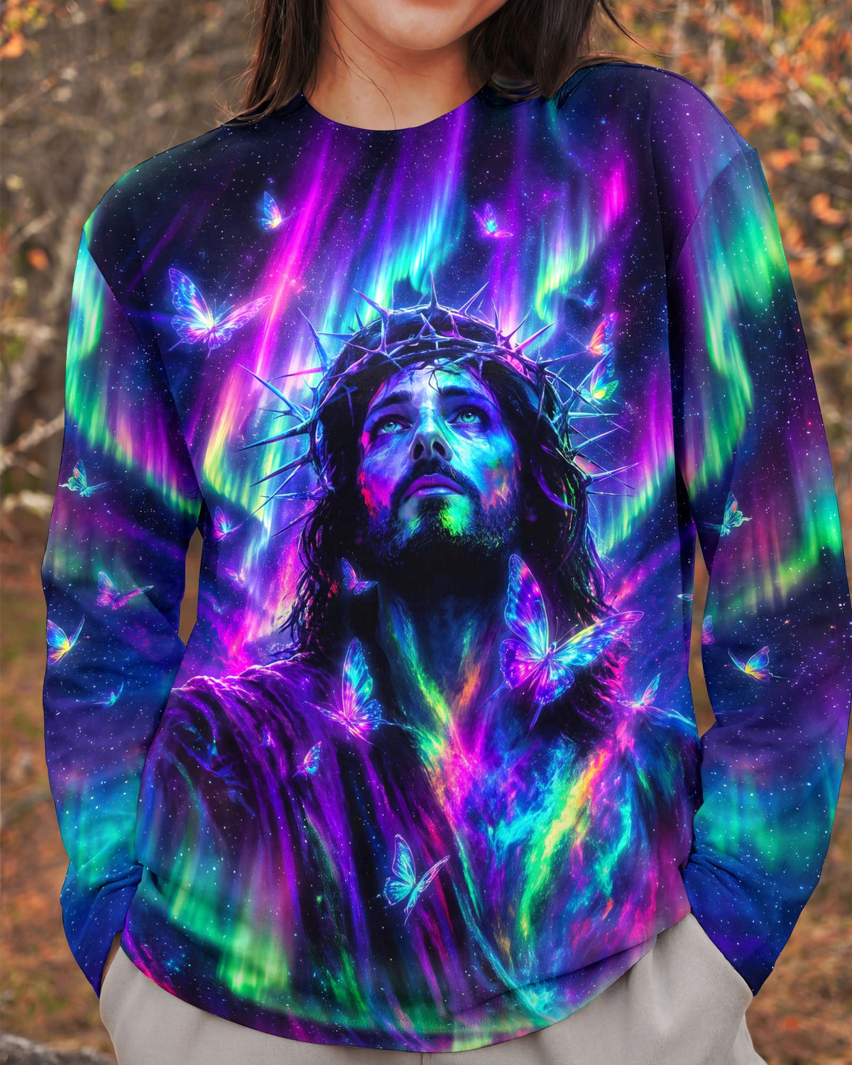 Jesus In Cosmic Light Aurora Women's All Over Print Shirt - Tlno0807262