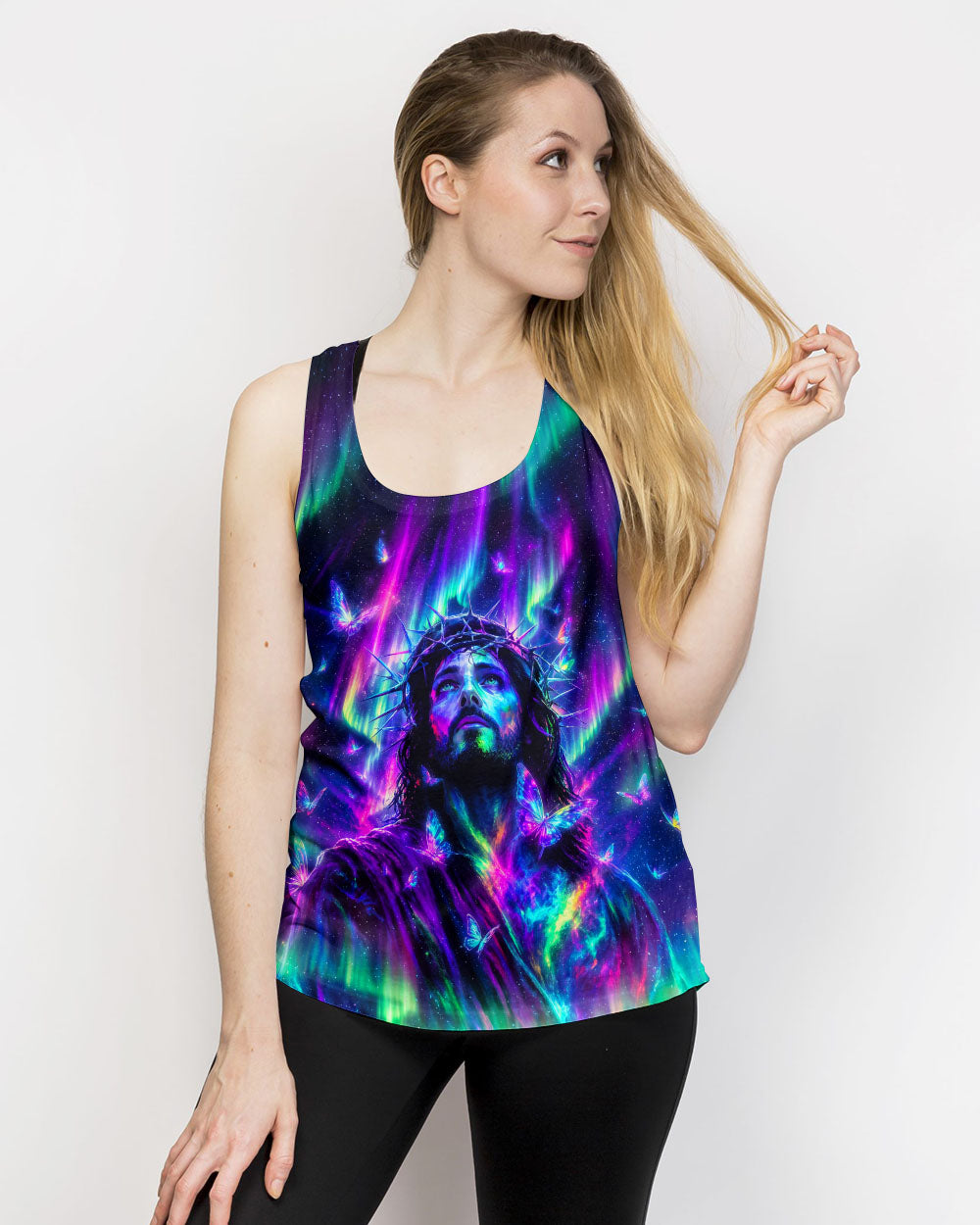 Jesus In Cosmic Light Aurora Women's All Over Print Shirt - Tlno0807262