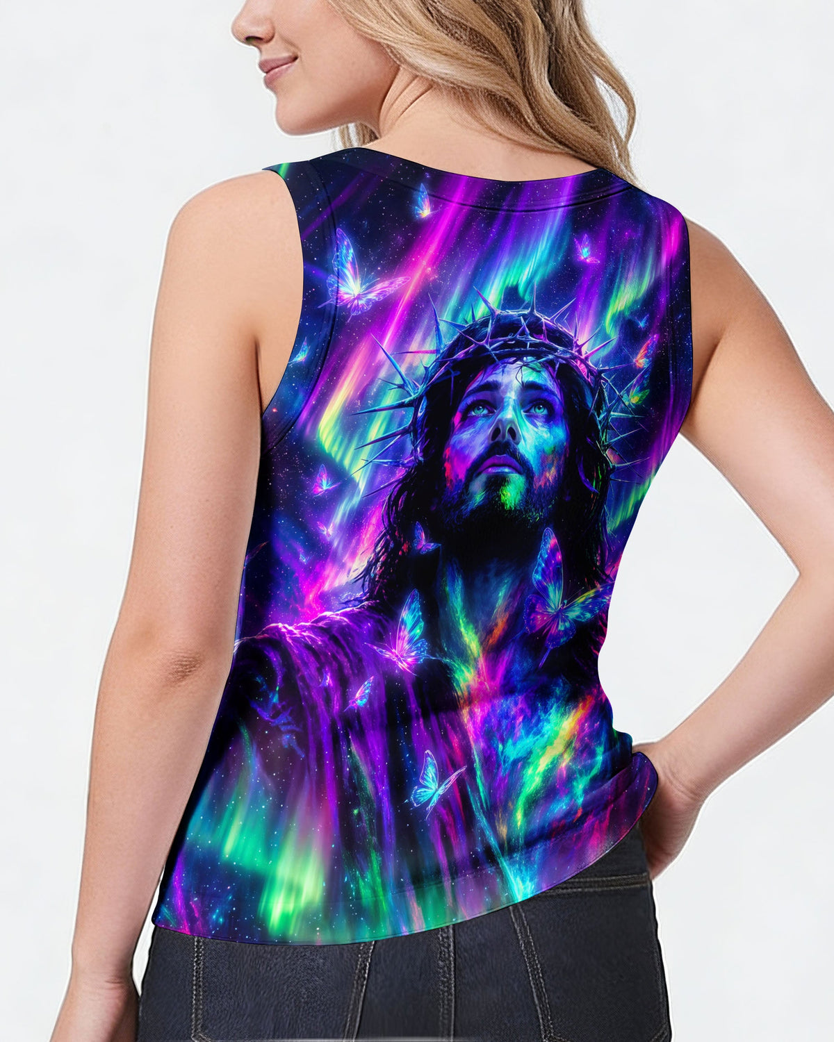 Jesus In Cosmic Light Aurora Women's All Over Print Shirt - Tlno0807262