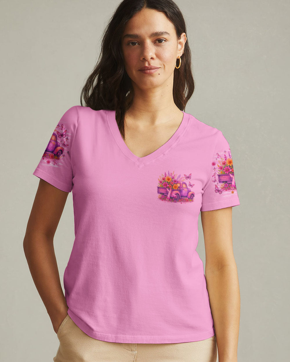 In October We Wear Pink Truck Women's All Over Print Shirt   - Tlno0808252