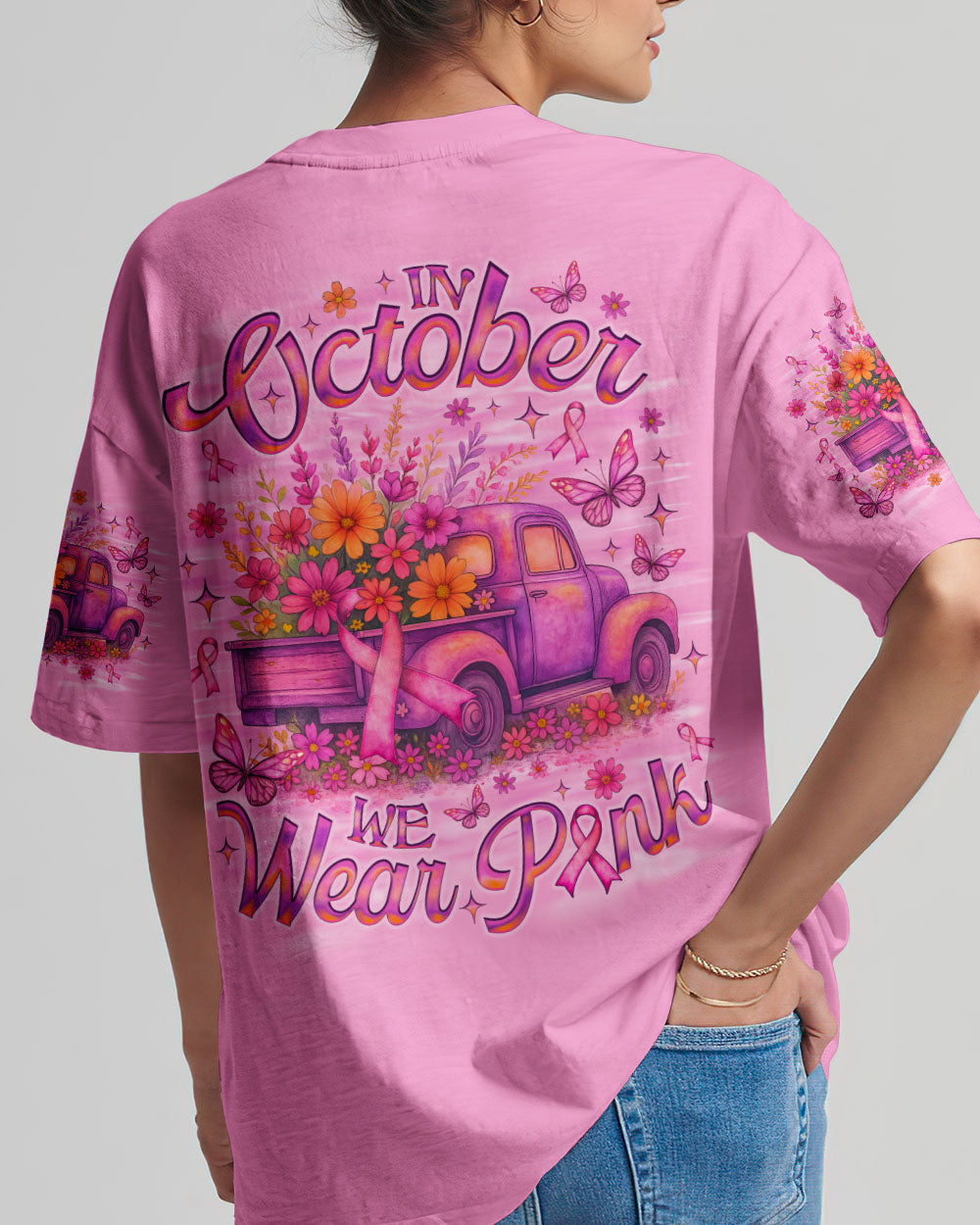 In October We Wear Pink Truck Women's All Over Print Shirt   - Tlno0808252