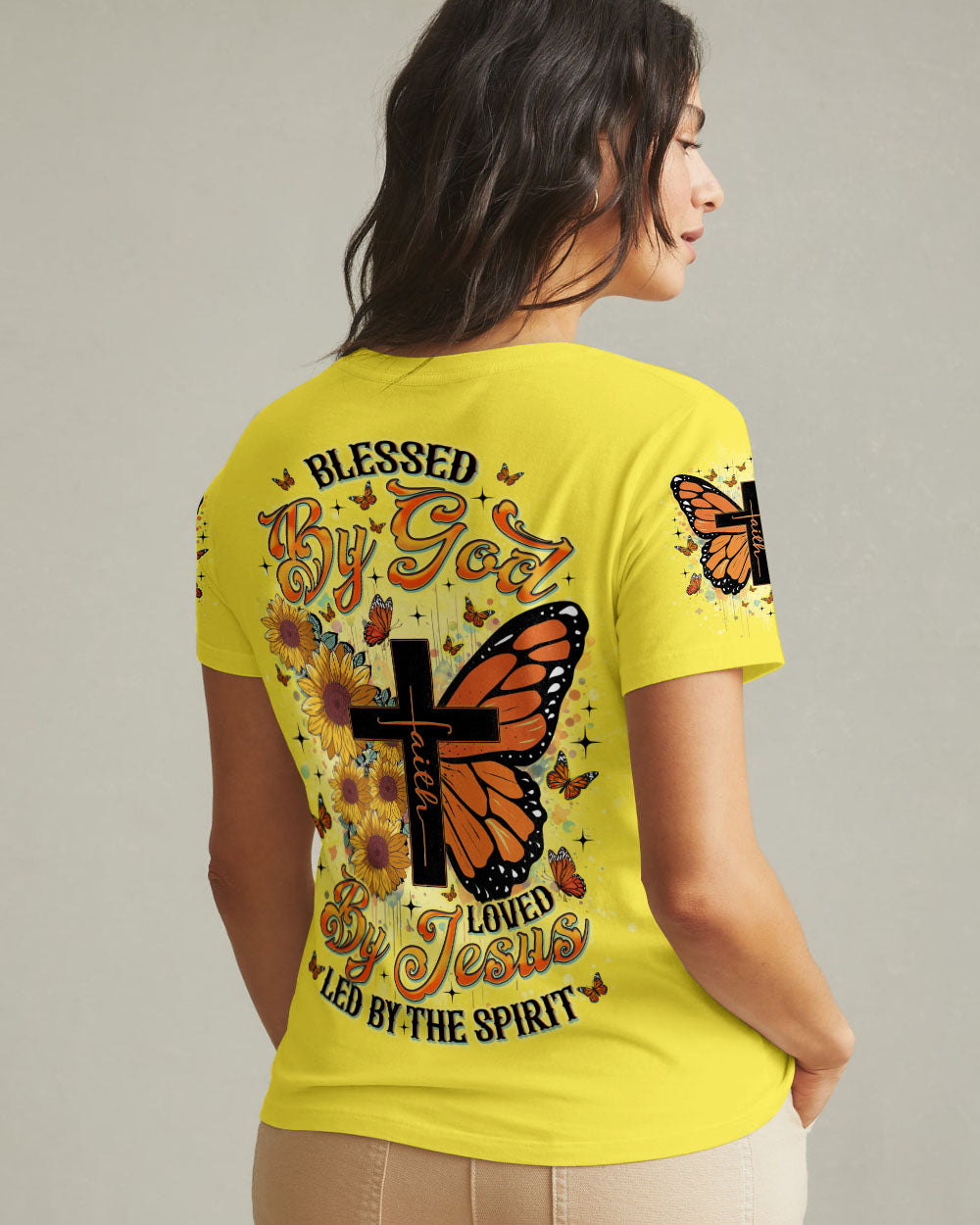 Blessed By God Loved By Jesus Butterflies Women's All Over Print Shirt - Tlno0909251