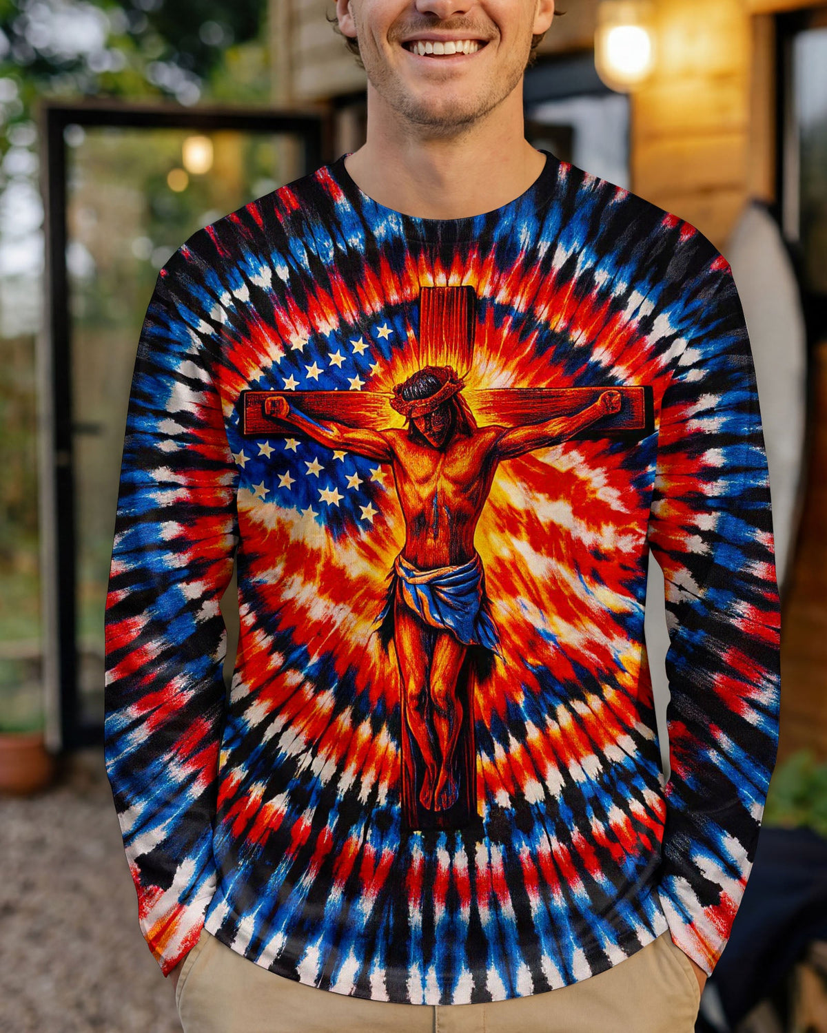 Jesus On The Cross Swirl Men's All Over Print Shirt - Tlno1703261