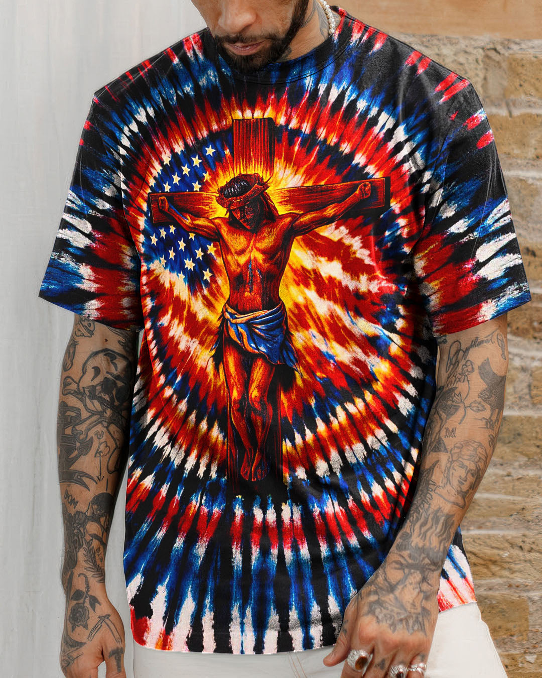 Jesus On The Cross Swirl Men's All Over Print Shirt - Tlno1703261