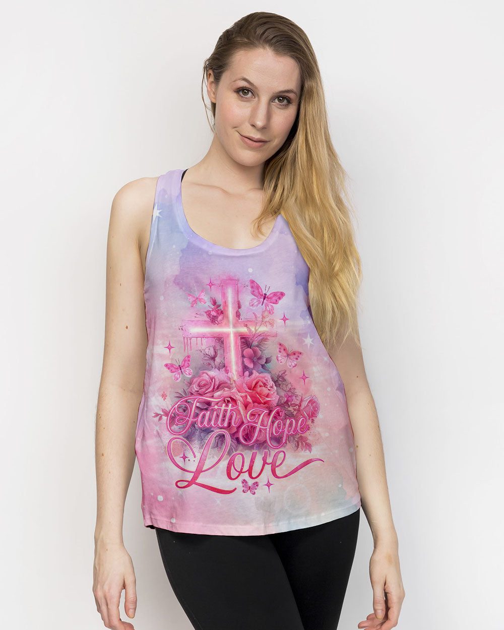Faith Hope Love Cross Rose Women's All Over Print Shirt - Tlno1803243