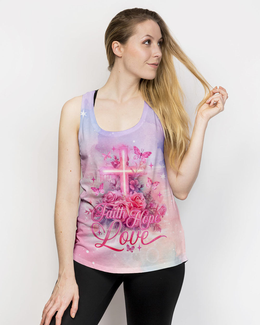 Faith Hope Love Cross Rose Women's All Over Print Shirt - Tlno1803243