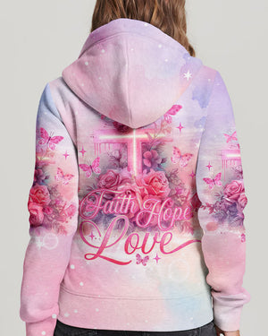 Faith Hope Love Cross Rose Women's All Over Print Shirt - Tlno1803243