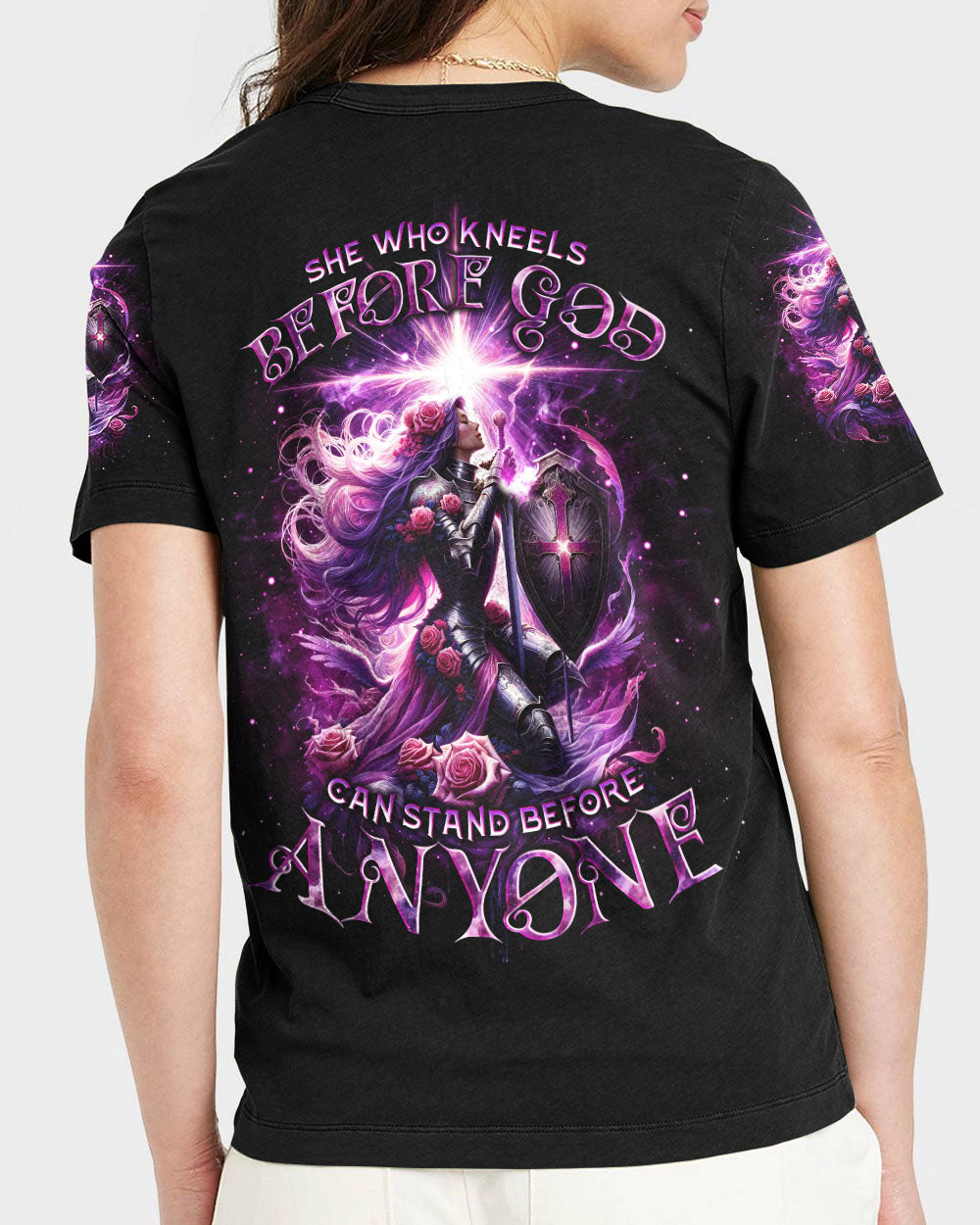She Who Kneels Before God Warrior Women's All Over Print Shirt - Tlno1901243