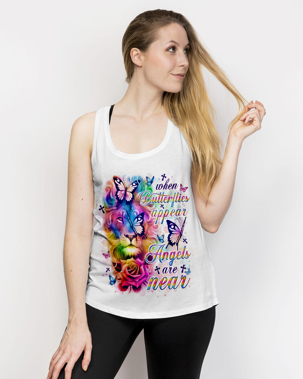 When Butterflies Appear Angels Are Near Lion Women's All Over Print Shirt - Tlno1902252