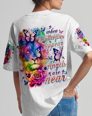 When Butterflies Appear Angels Are Near Lion Women's All Over Print Shirt - Tlno1902252