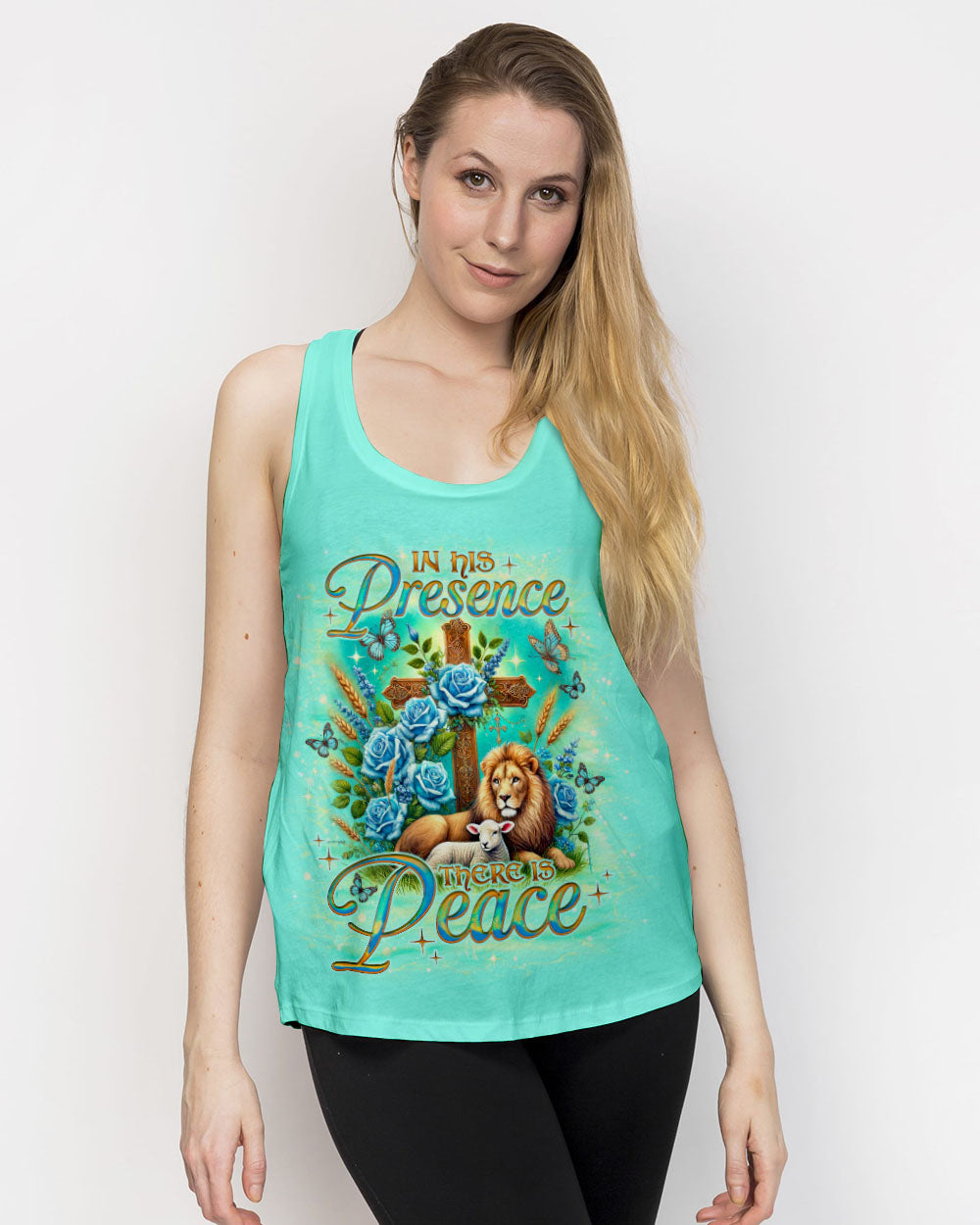 In His Presence There Is Peace Lion Lamb Women's All Over Print Shirt - Tlno2001252