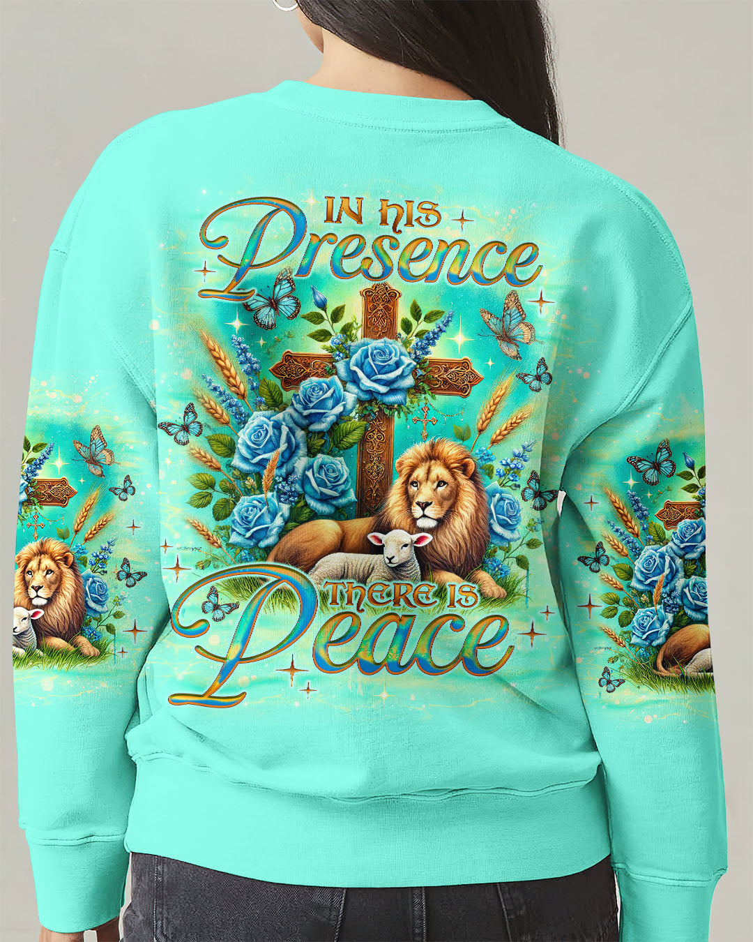 In His Presence There Is Peace Lion Lamb Women's All Over Print Shirt - Tlno2001252