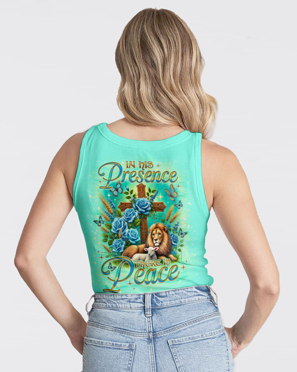 In His Presence There Is Peace Lion Lamb Women's All Over Print Shirt - Tlno2001252