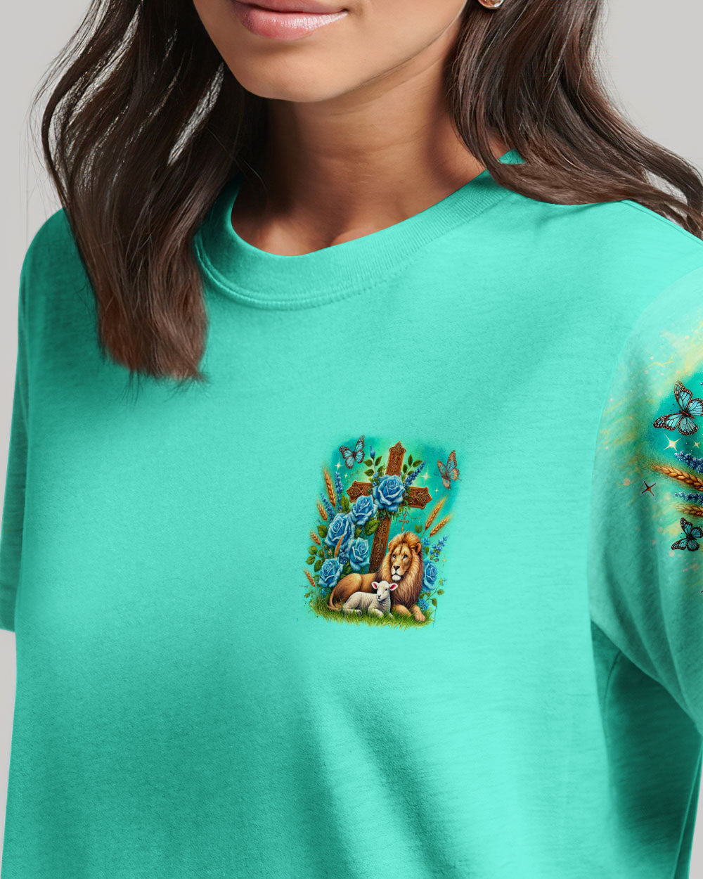 In His Presence There Is Peace Lion Lamb Women's All Over Print Shirt - Tlno2001252