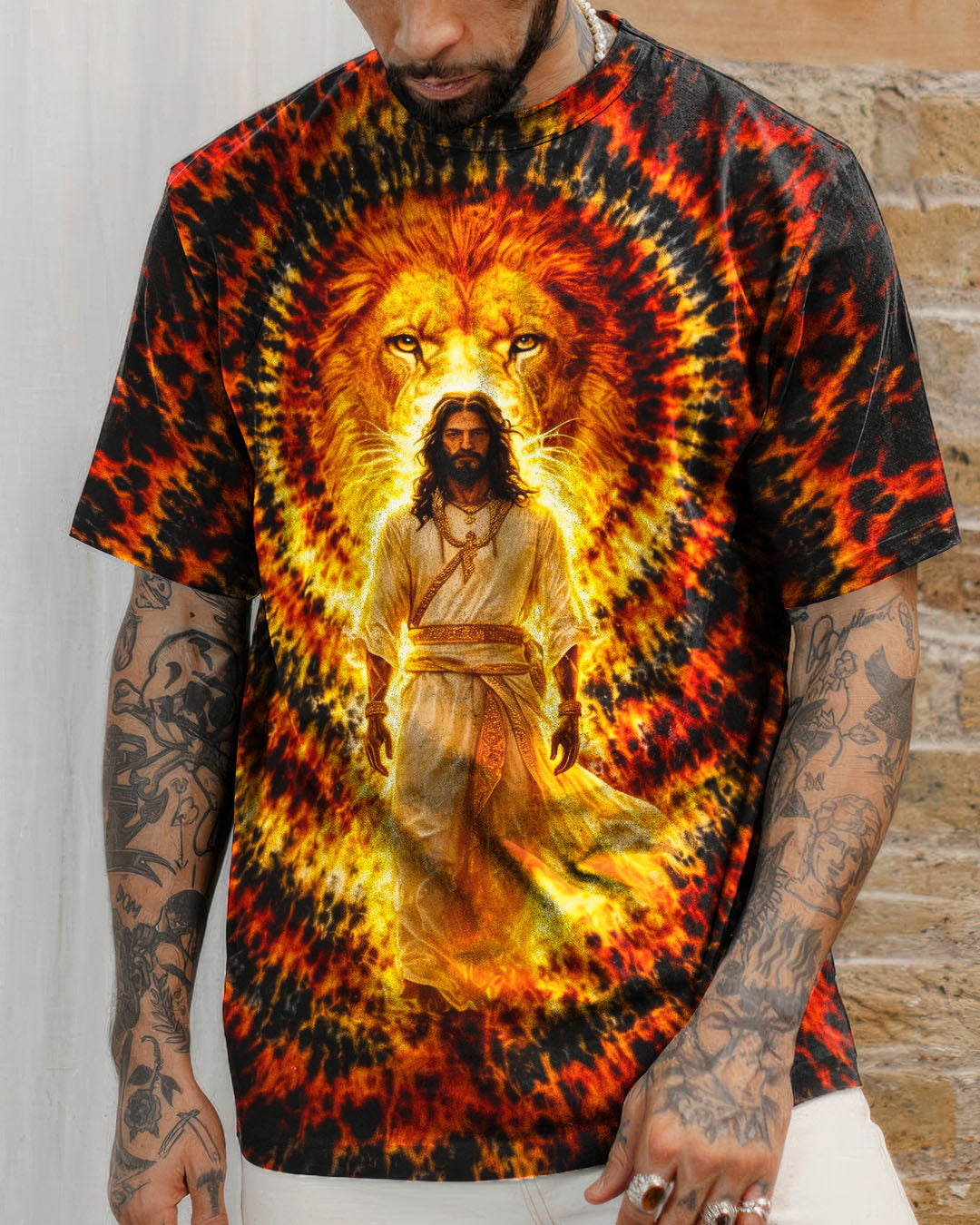 Jesus And Lion Swirl Men's All Over Print Shirt - Tlno2503261
