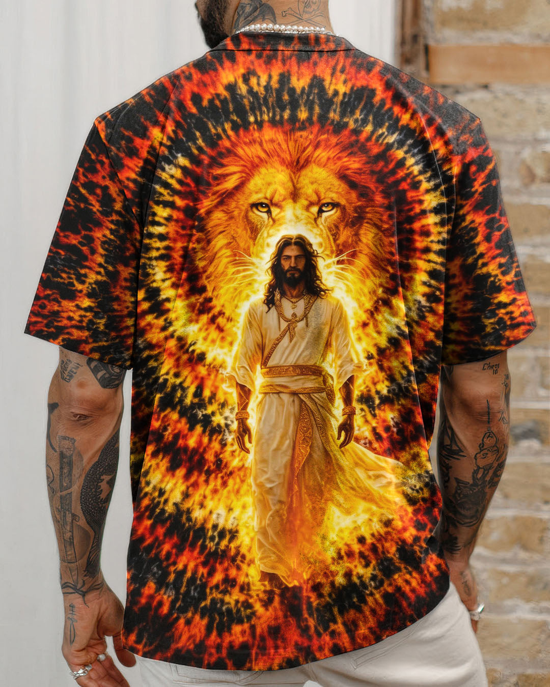 Jesus And Lion Swirl Men's All Over Print Shirt - Tlno2503261