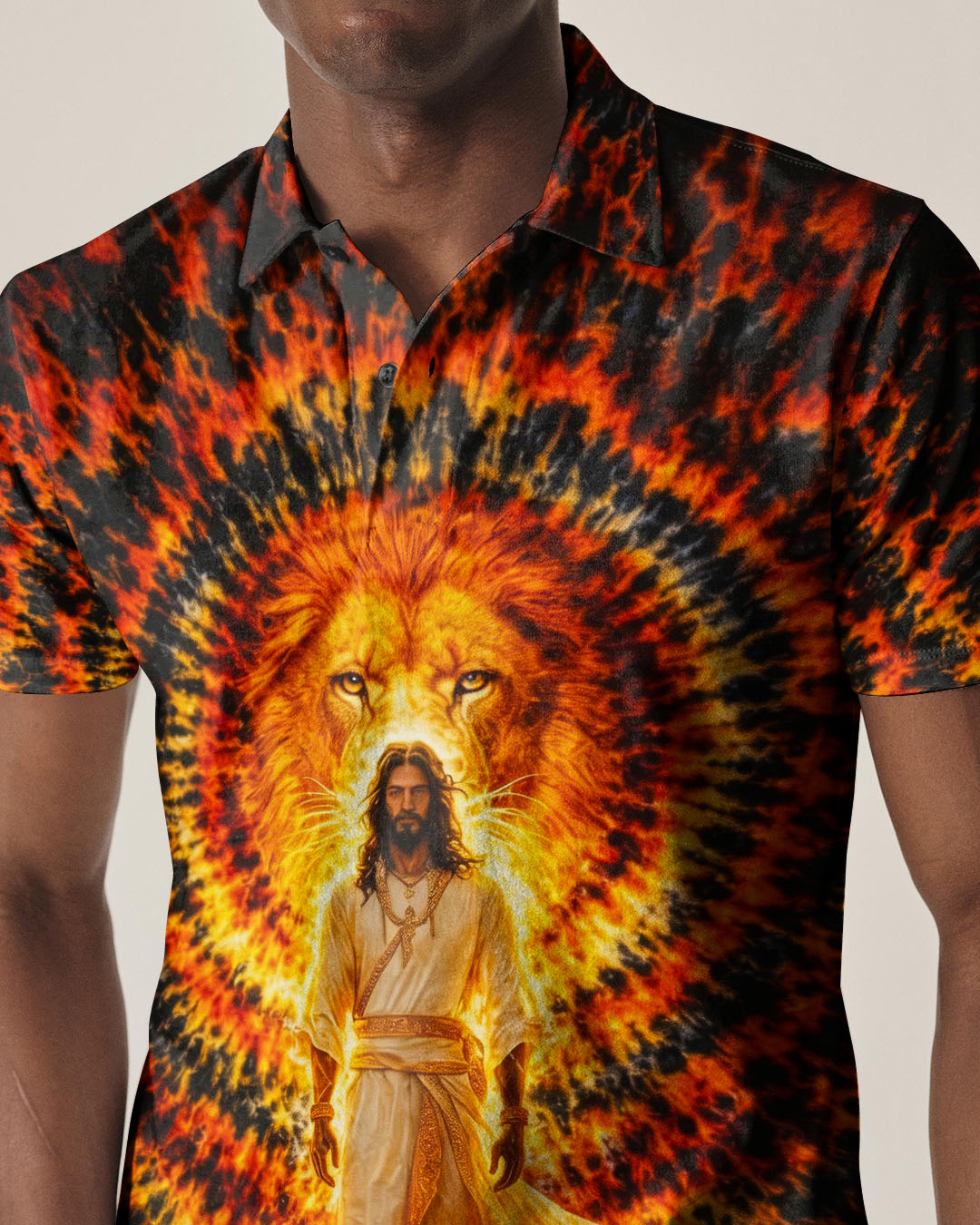 Jesus And Lion Swirl Men's All Over Print Shirt - Tlno2503261