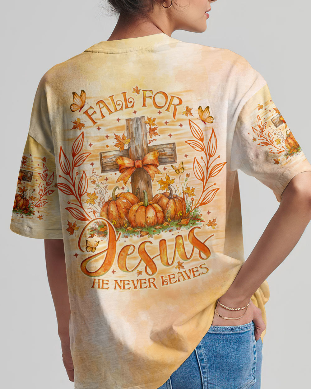 Fall For Jesus He Never Leaves Women's All Over Print Shirt - Tlno2507241