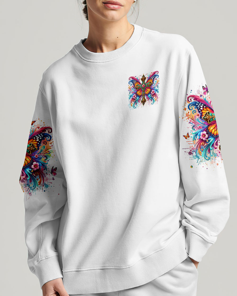 I Can Do All Things Cross Butterfly Women's All Over Print Shirt - Tlno2509243