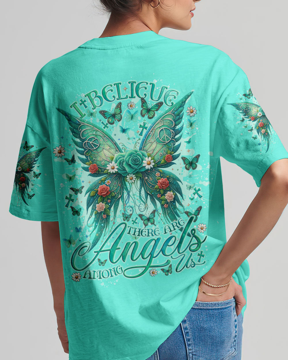 I Believe There Are Angels Among Us Wings Women's All Over Print Shirt - Tlno2903242