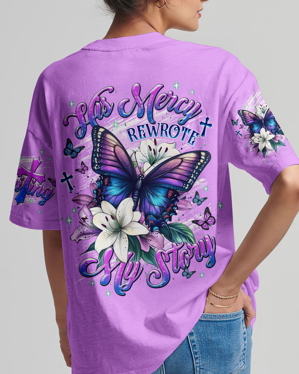 His Mercy Rewrote My Story  Butterfly Women's All Over Print Shirt  - Tlnt0312251