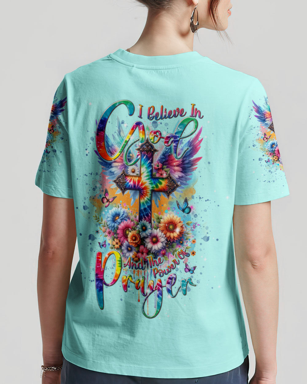 I Believe In God Cross Wings Women's All Over Print Shirt - Tlnt0401242