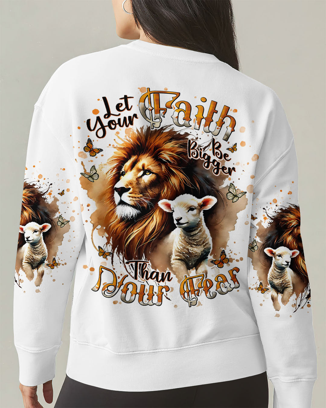Let Your Faith Be Bigger Than Your Fear Lion Lamb Women's All Over Print Shirt - Tlnt0409252