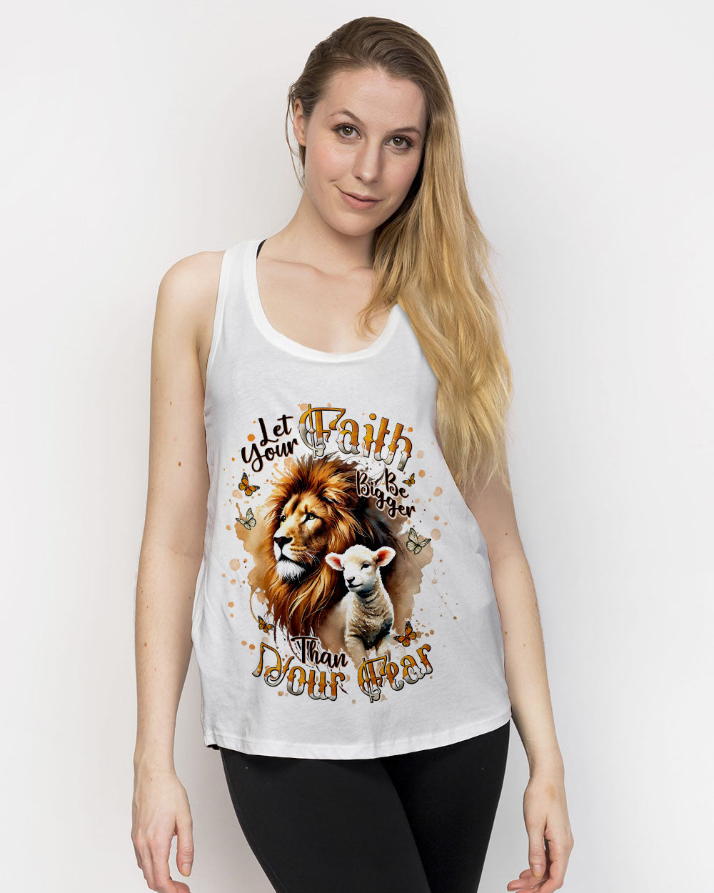 Let Your Faith Be Bigger Than Your Fear Lion Lamb Women's All Over Print Shirt - Tlnt0409252
