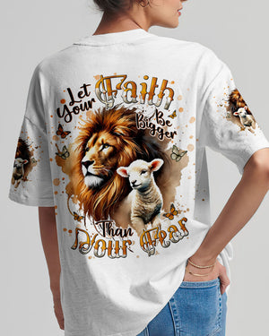 Let Your Faith Be Bigger Than Your Fear Lion Lamb Women's All Over Print Shirt - Tlnt0409252