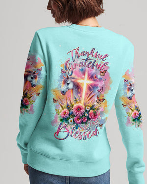 Thankful, Grateful and Truly Blessed Horse Women's All Over Print Shirt - Tlnt0501243