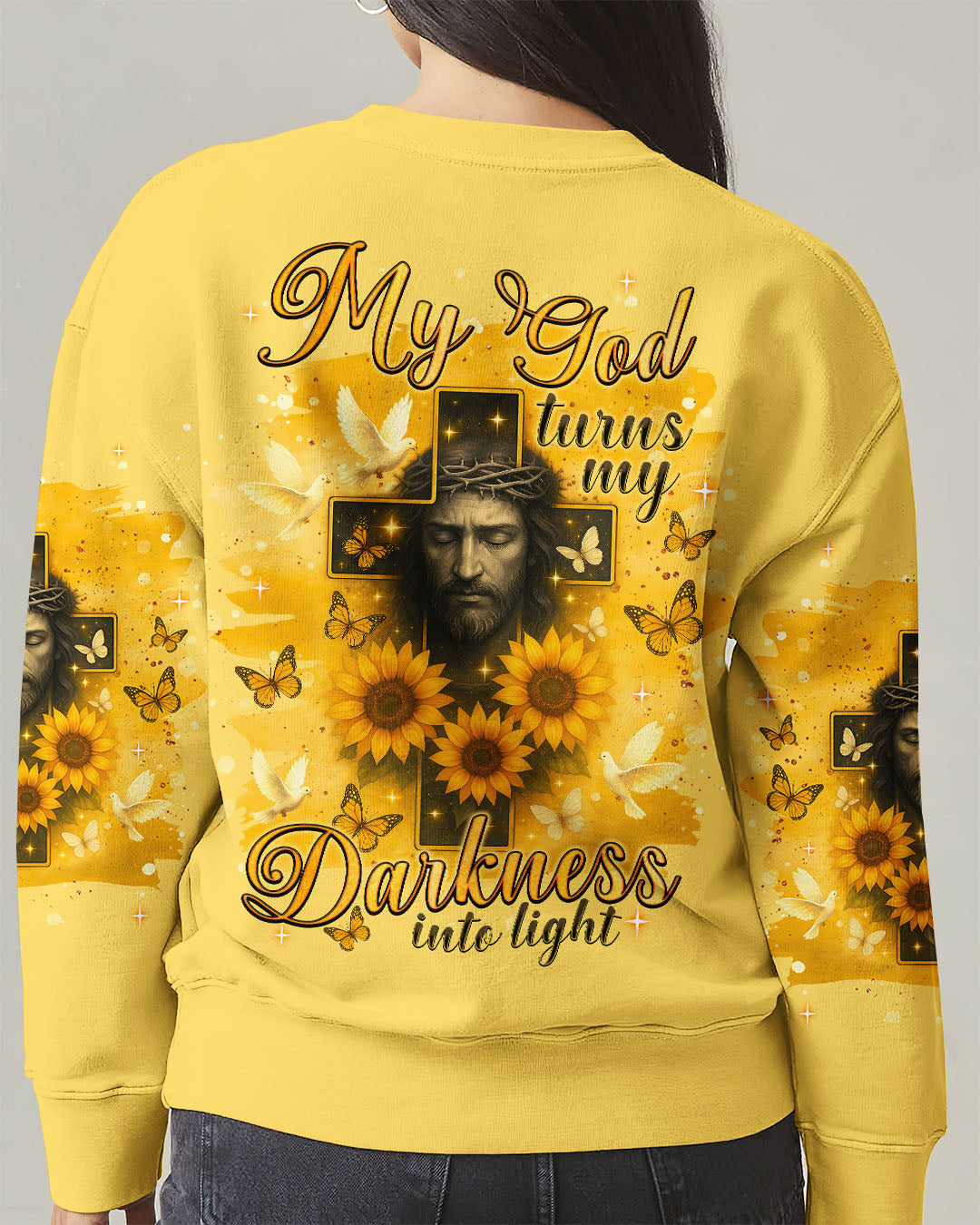 My God Turns My Darkness Into Light Sunflower Women's All Over Print Shirt - Tlnt0606252