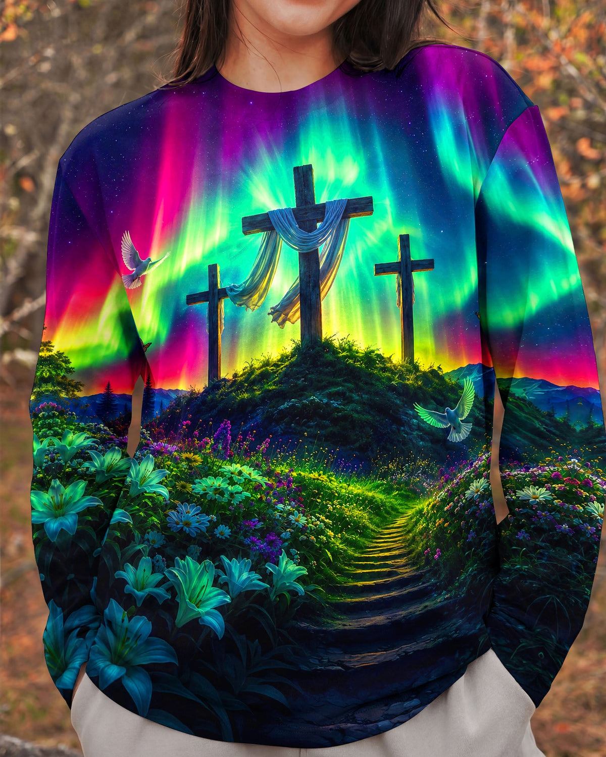 Cross Glowing Aurora Women's All Over Print Shirt - Tlnt0607263
