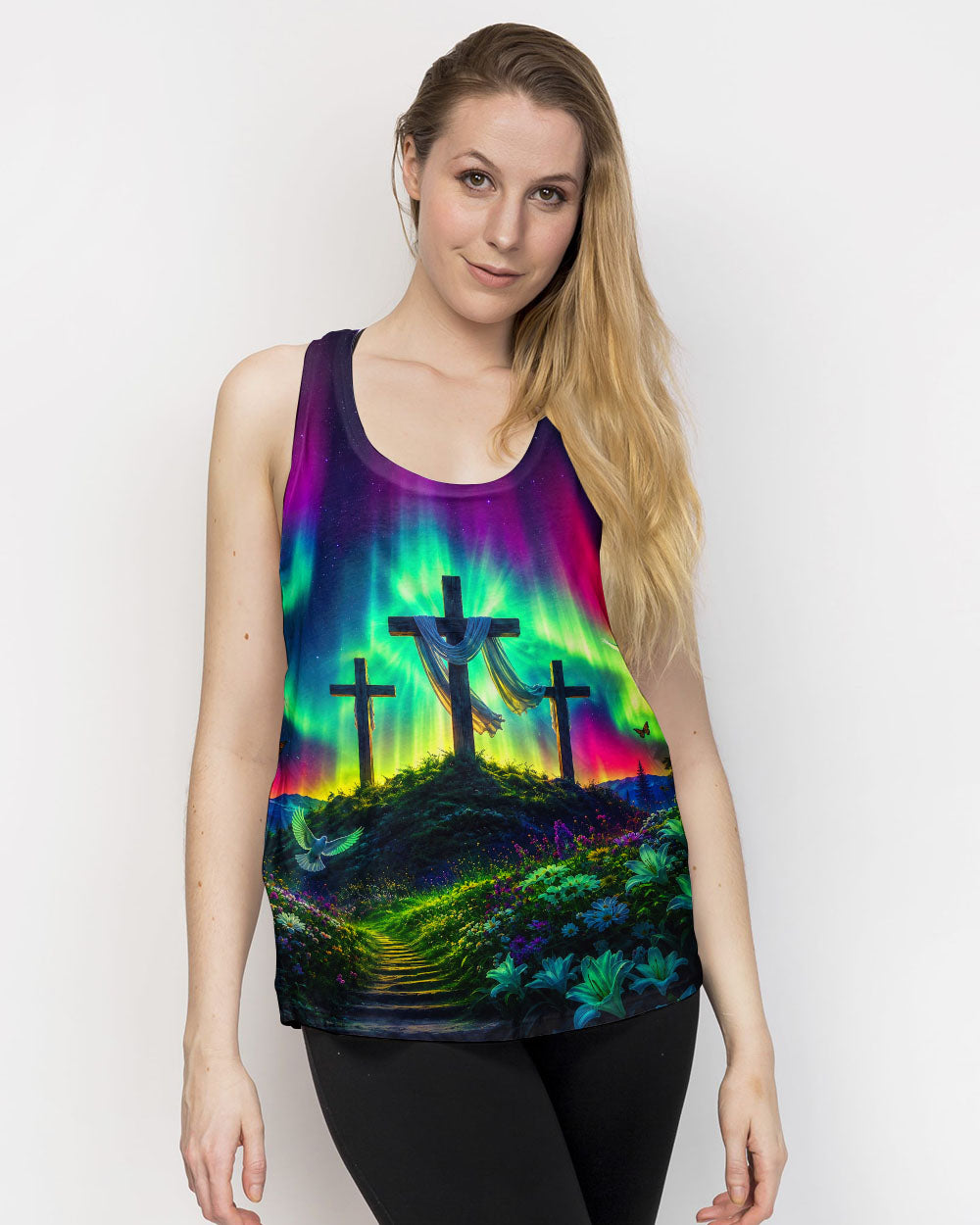 Cross Glowing Aurora Women's All Over Print Shirt - Tlnt0607263