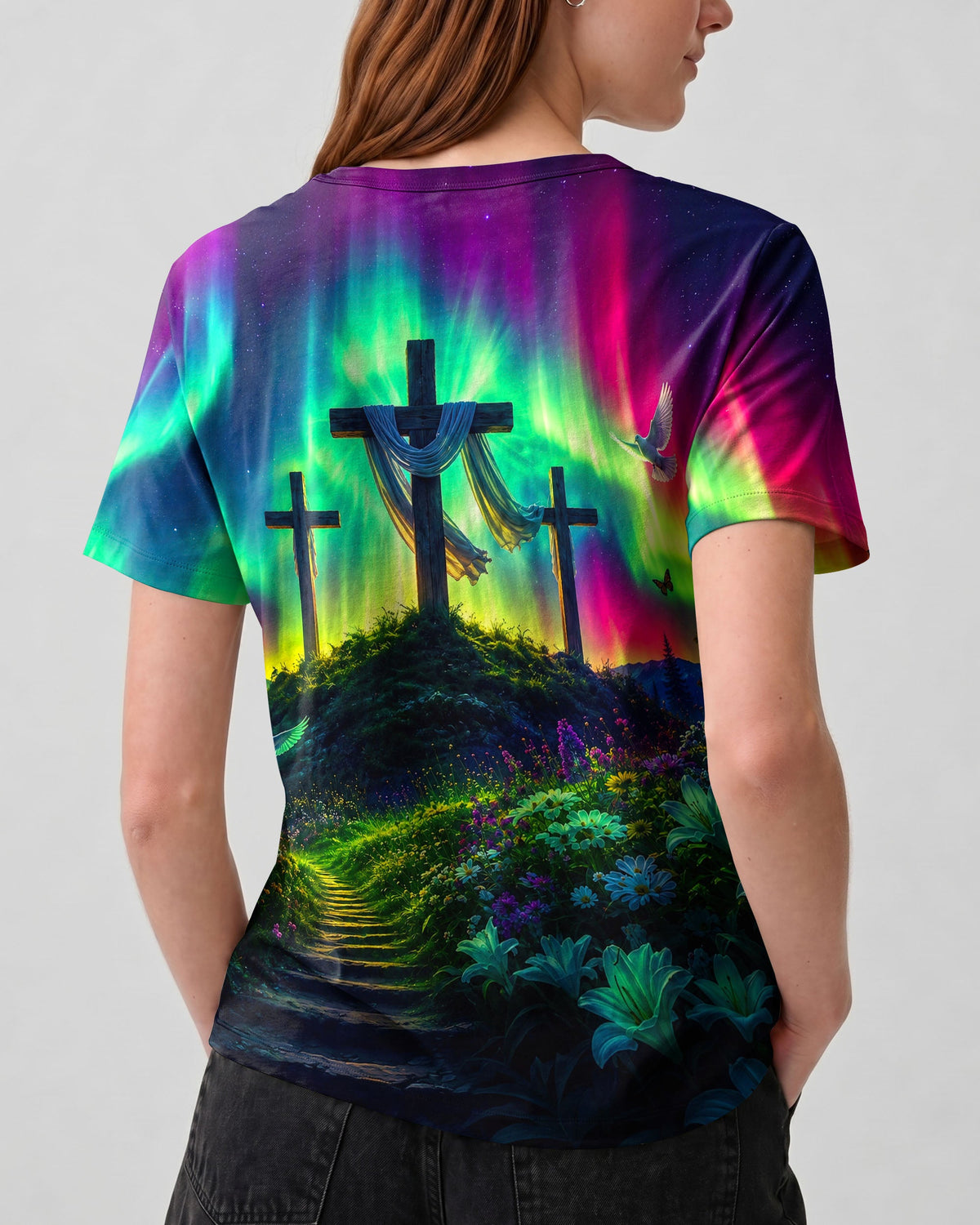 Cross Glowing Aurora Women's All Over Print Shirt - Tlnt0607263