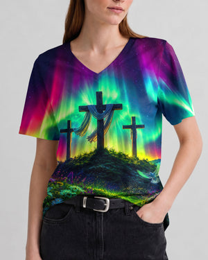 Cross Glowing Aurora Women's All Over Print Shirt - Tlnt0607263