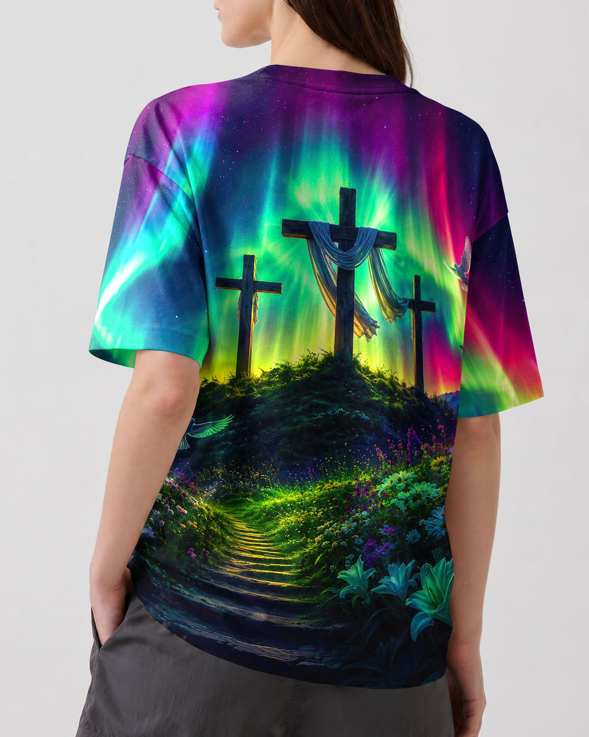 Cross Glowing Aurora Women's All Over Print Shirt - Tlnt0607263