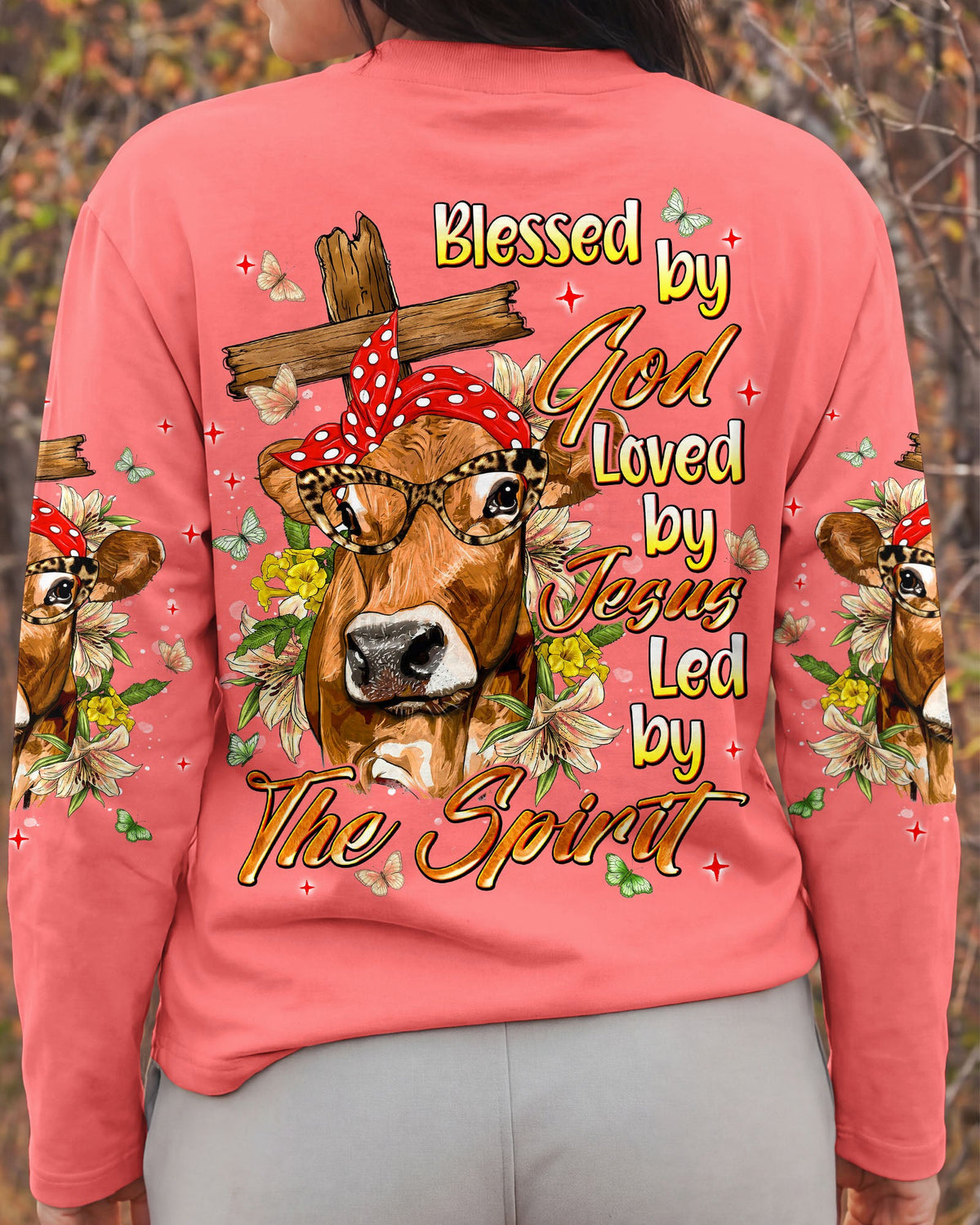 Blessed By God Highland  Cow Women's All Over Print Shirt - Tlnt0607264