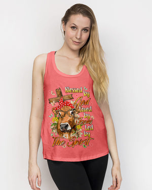 Blessed By God Highland  Cow Women's All Over Print Shirt - Tlnt0607264