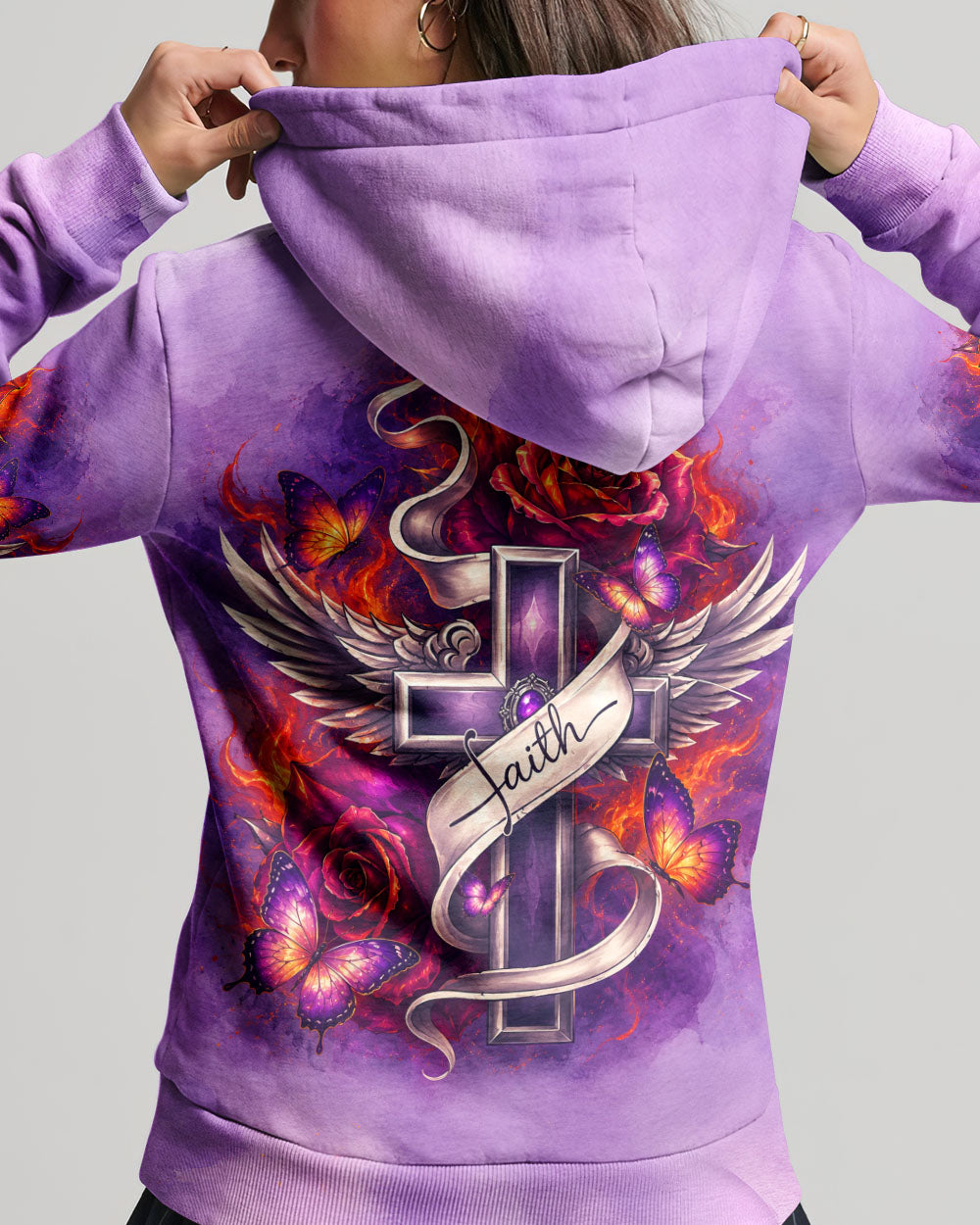 Faith Fire Rose Cross Women's All Over Print Shirt - Tlnt1105264
