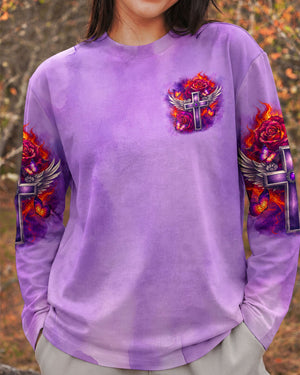 Faith Fire Rose Cross Women's All Over Print Shirt - Tlnt1105264